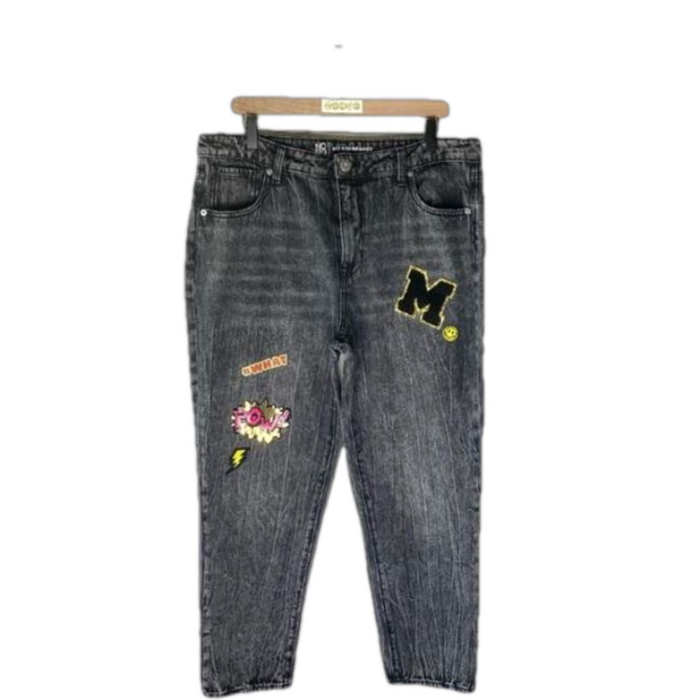 NO BOUNDARIES black denim jeans with patches // Wms 17